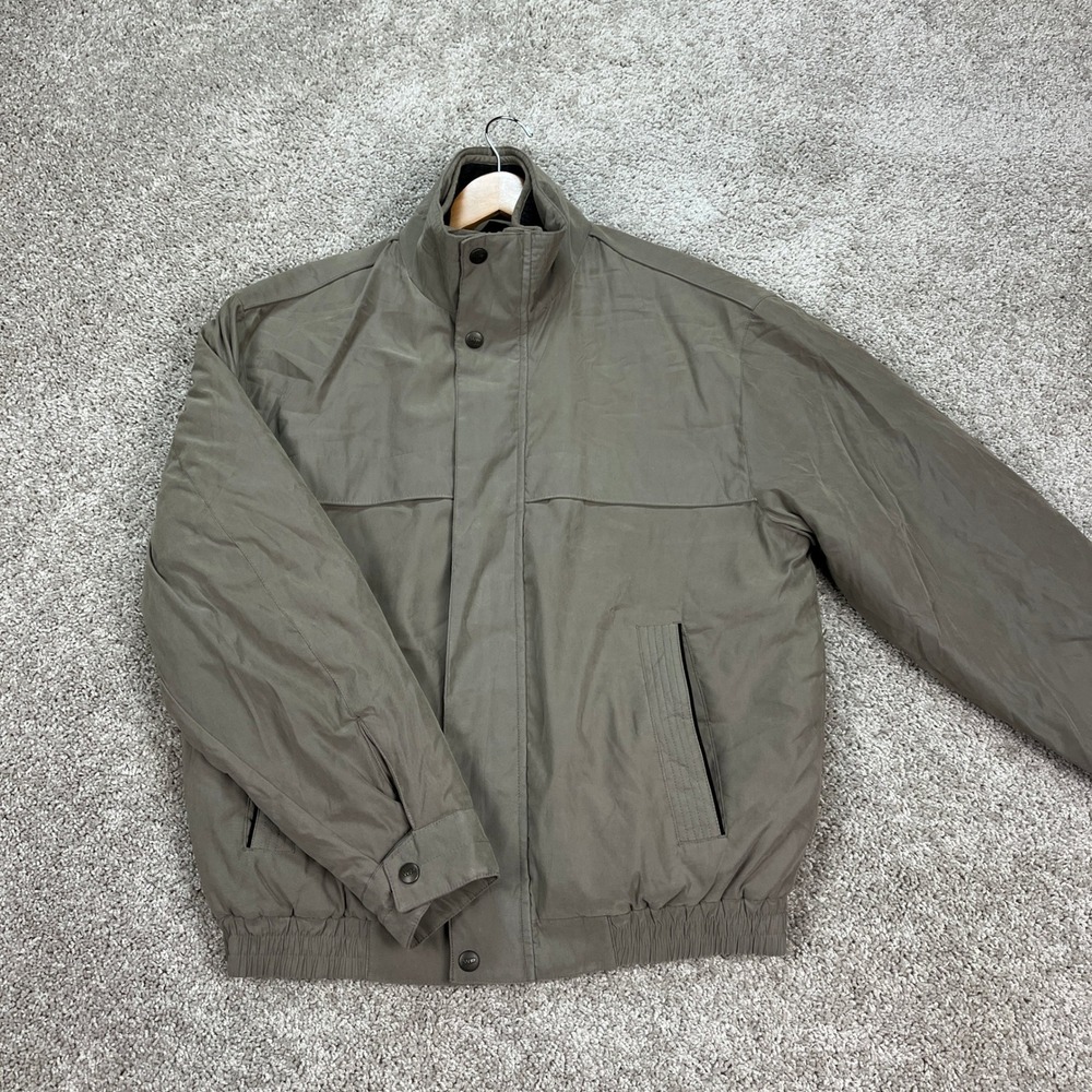 Weatherproof Bomber Jacket Mens XL Olive Green Full Zip Long Sleeve Double Layer